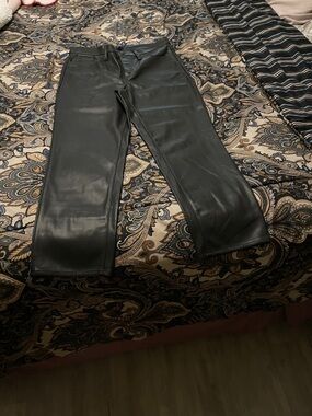 J. Crew Black Faux Leather Straight-Leg Pants